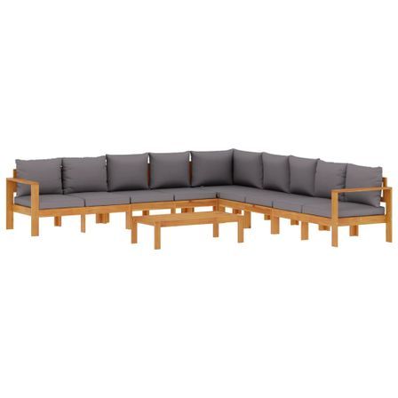 Salon de jardin avec coussins 6 pcs bois d'acacia solide