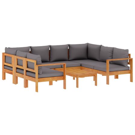 Salon de jardin avec coussins 6 pcs bois d'acacia solide