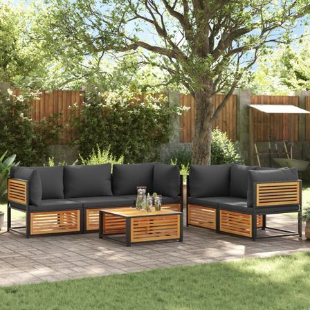 Salon de jardin avec coussins 6 pcs bois d'acacia solide