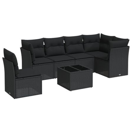 Salon de jardin avec coussins 6 pcs marron résine tressée