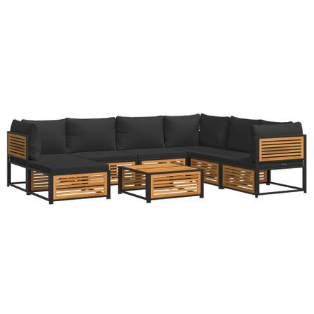 Salon de jardin avec coussins 8 pcs bois massif d'acacia