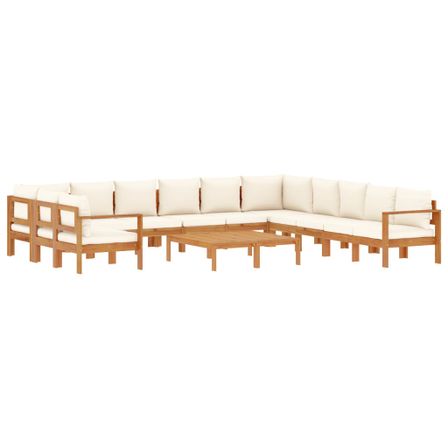 Salon de jardin avec coussins 9 pcs bois massif d'acacia