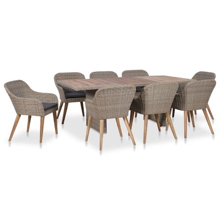 Salon de jardin avec coussins 9 pcs Résine tressée 2