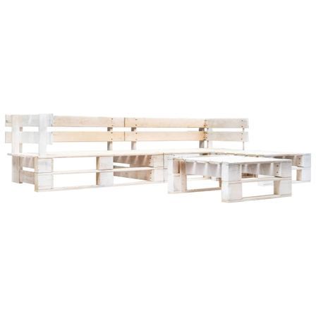 Salon de jardin palette 4 pcs Bois Blanc