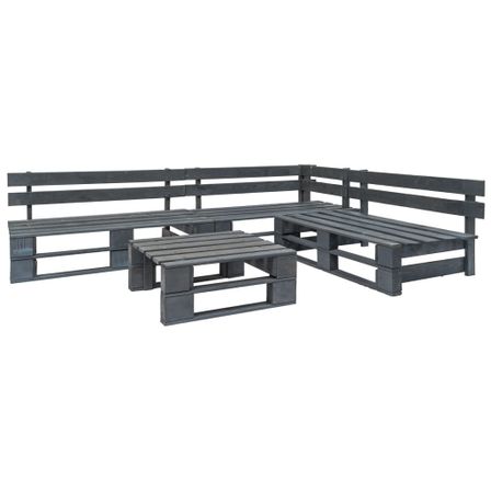 Salon de jardin palette 4 pcs Bois Gris 3