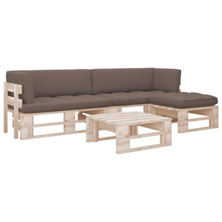Salon de jardin palette 4pcs avec coussins Bois de pin imprégné 22