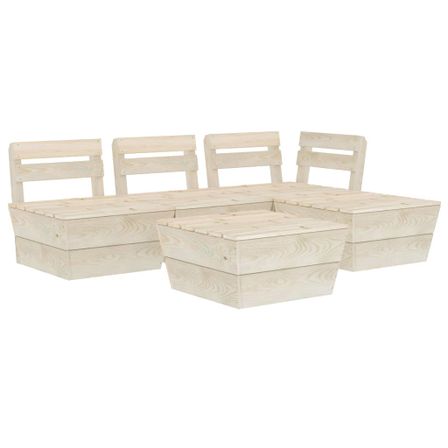 Salon de jardin palette 5 pcs Bois d'épicéa imprégné 2