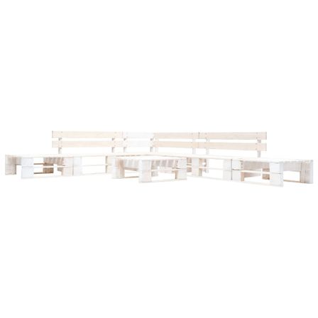 Salon de jardin palette 6 pcs Bois Blanc 13