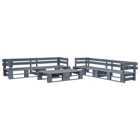 Salon de jardin palette 6 pcs Bois Gris 12