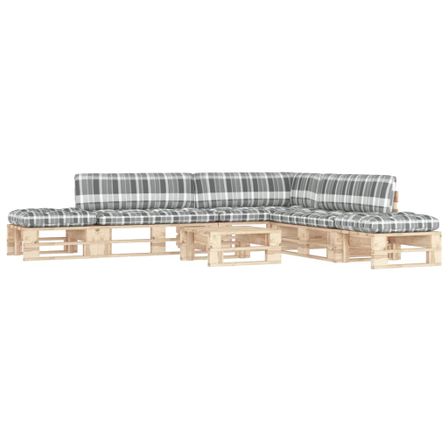 Salon de jardin palette 6pcs avec coussins Bois de pin imprégné 3