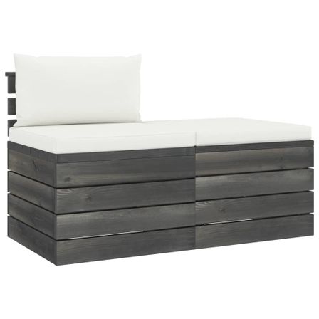 Salon palette de jardin 2 pcs avec coussins Bois de pin massif 19