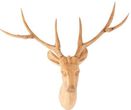 Sculpture cerf bois naturel Hippol