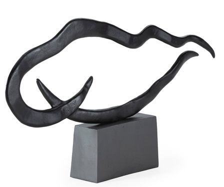 Sculpture décorative en aluminium MIZZO L 118 cm – Bronze noirâtre & Plomb antique