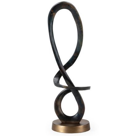 Sculpture décorative en aluminium VERLA H 98 cm – Bronze vieilli & Doré antique