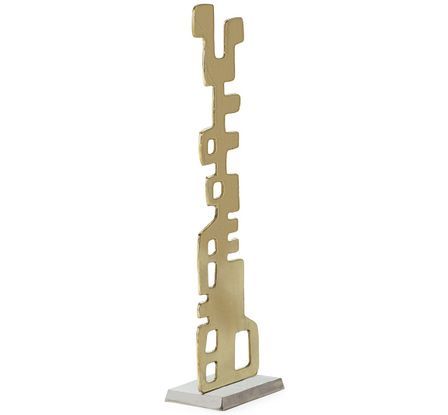 Sculpture décorative KUNKA en aluminium doré - L 25 x H 88 cm