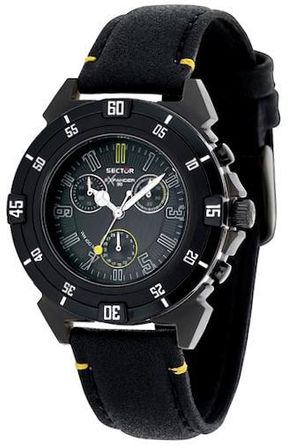 Sector 90 Expander Action.gent - Ss Case - Tech Tissue & Leather Strap - Black Dial - Quartz - Chrono - Data - Mineral Glass - 40mm - 10atm R3271697125