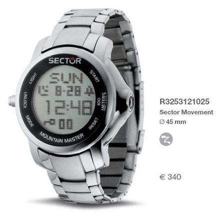 Sector Mountain Master. Digital Multifunction.1/100sec Chronograph. 45mm. 10 Atm R3253121025