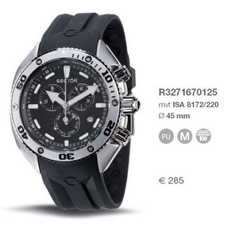 Sector Ocean Master Marine. 1/10 Second Chronograph. 45mm. 20 Atm R3271670125