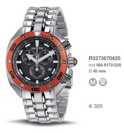 Sector Ocean Master Marine. 1/10 Second Chronograph. 45mm. 20 Atm R3273670425