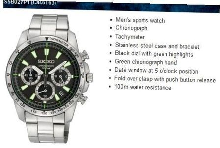 Seiko C.motor Sport Ss Chrono Gent Black SSB027P1