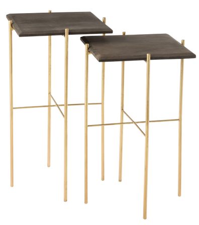 Set de 2 table gigogne carré métal marron Farida L 36 cm