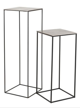 Set de 2 table gigognes carré argent Aria L 40 cm- Lot de 2