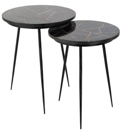 Set de 2 tables gigogne en marbre bicolore Lenai D 45.5 cm