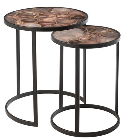 Set de 2 tables imprimé mosaiques Billa D 45- D 35 cm