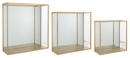 Set de 3 étagères murale carré métal verre doré Lise L 60 cm