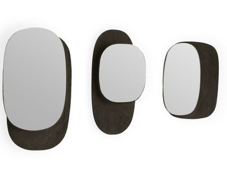 Set de 3 miroirs muraux en bois noir VINCY