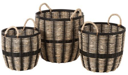 Set de 3 paniers de rangement en rotin bicolore LILAI