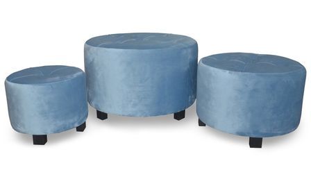 Set de 3 poufs en velours bleu Roneo