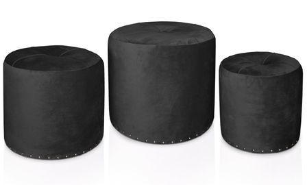 Set de 3 poufs en velours noir Sala
