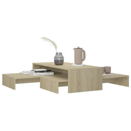 Set tables basses gigognes Chêne 100x100x26,5 cm