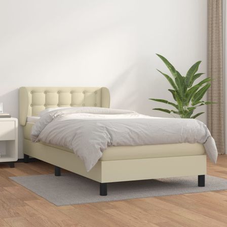 Sommier à lattes de lit avec matelas Crème 100x200cm Similicuir