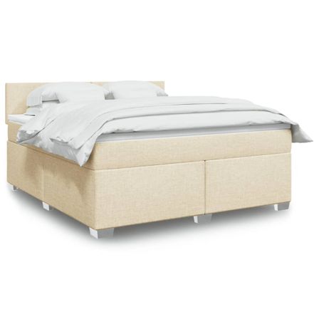 Sommier à lattes de lit avec matelas Crème 180x200 cm Tissu