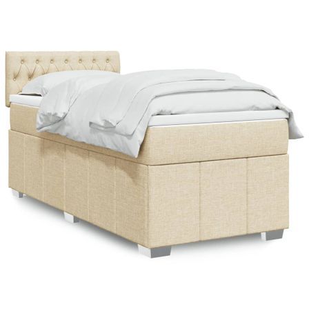 Sommier à lattes de lit avec matelas Crème 80x200 cm Tissu