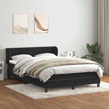 Sommier à lattes de lit avec matelas noir 140x210 cm velours