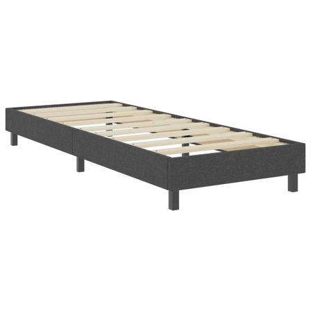 Sommier tapissier en tissu gris foncé sur pieds Sloka - Élégance et confort à 25.5 cm de hauteur