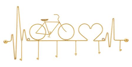 Support mural pour vélo noir et or 59 x 3,2 x 26,5 cm