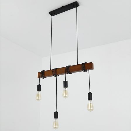 Suspension bois massif foncé et noir Zorren