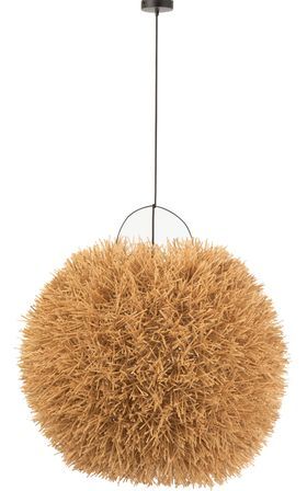Suspension lampe ronde rotin naturel Katy H 70 cm