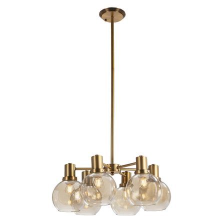 Suspension verre ambré et métal doré Netika L 46 x H 112 x P 46 cm