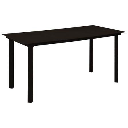 Table à dîner de jardin Noir 150x80x74 cm Acier et verre