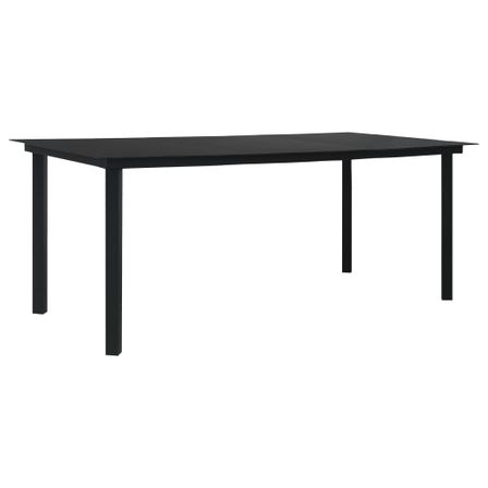 Table à dîner de jardin Noir 190x90x74 cm Acier et verre 2