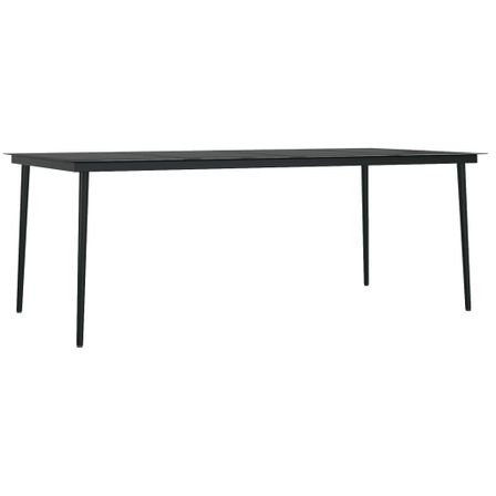 Table à dîner de jardin Noir 200x100x74 cm Acier et verre
