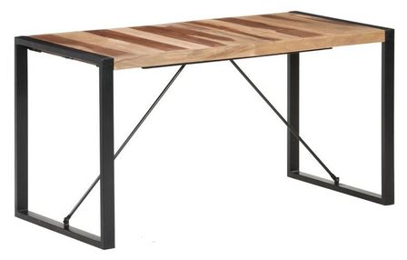 Table à manger acacia massif clair et pieds métal noir Nesun 140 cm