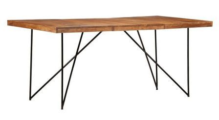 Table à manger acacia massif foncé et pieds métal noir Ilter 180 cm