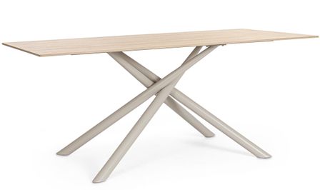 Table à manger ARGITA 180 cm – Grès effet marbre & pieds acier réglables - 8 places