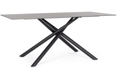 Table à manger ARGITA 180 cm – Grès effet marbre & pieds acier réglables - 8 places